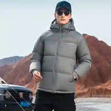 鸭鸭 极寒户外系列 中青年纯色韩版休闲基础百搭短款连帽加厚保暖运动面包羽绒服 男款