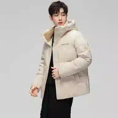 鸭鸭 青年时尚韩版潮流短款连帽户外运动休闲百搭防寒保暖迷彩面包羽绒服 男女同款