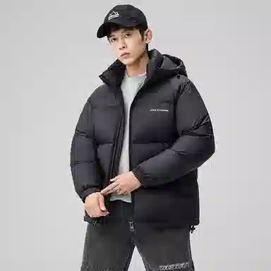 鸭鸭 极寒系列 石墨烯蓄热加厚保暖连帽冬季外套纯色韩版休闲基础百搭短款户外运动面包羽绒服 男女同款