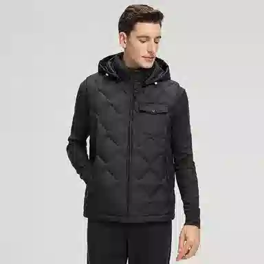 鸭鸭  韩版休闲可拆卸连帽短款秋冬季外套户外防寒保暖基础百搭外穿  羽绒马甲  男款