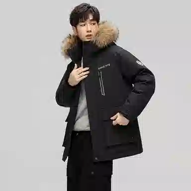 鸭鸭 蓝钻系列 中青年时尚韩版休闲百搭连帽宽松户外运动防寒保暖中长款羽绒服 男女同款