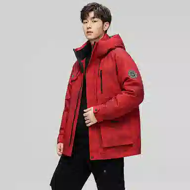 鸭鸭 紫钻系列 中青年时尚韩版潮流连帽厚款冬季外套户外防风防寒保暖中短款多口袋工装风羽绒服 男女同款