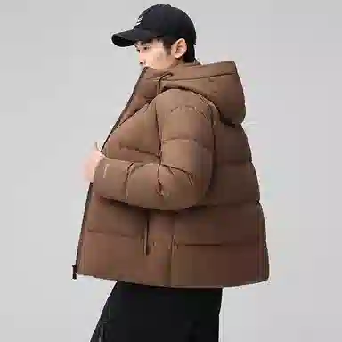 鸭鸭 户外系列 纯色百搭韩版潮流基础简约石墨烯保暖防寒连帽立领羽绒服 男款