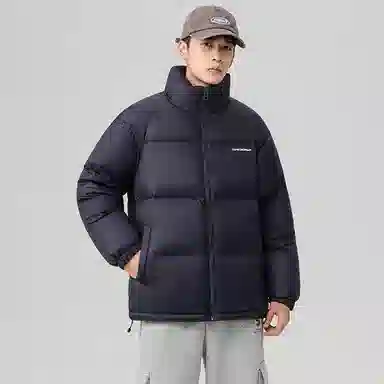 鸭鸭 户外运动韩系加厚保暖短款冬季外套纯色韩版休闲基础百搭立领面包羽绒服 男女同款