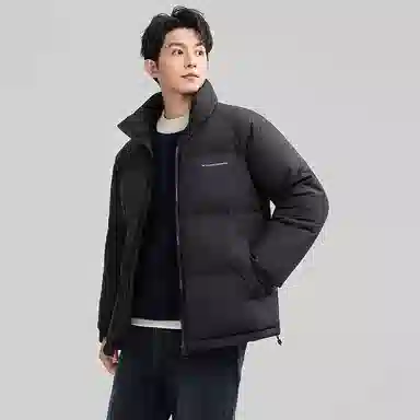 鸭鸭 户外极寒系列 纯色韩版休闲基础百搭短款立领运动面包羽绒服 男女同款