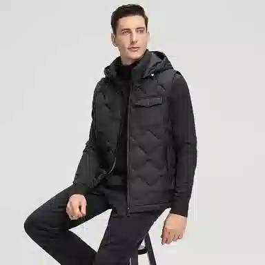 鸭鸭  韩版休闲可拆卸连帽短款秋冬季外套户外防寒保暖基础百搭外穿  羽绒马甲  男款