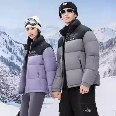 鸭鸭 中青年韩版休闲基础百搭短款立领户外运动加厚保暖暗黑面包羽绒服 男女同款