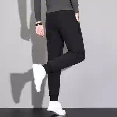 鸭鸭 户外保暖休闲裤男士束脚时尚纯色抽绳百搭加厚羽绒裤 男女同款