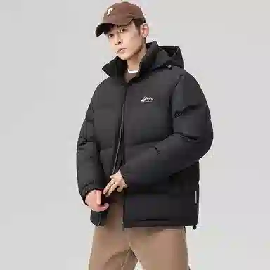 鸭鸭 极寒户外运动保暖冬季外套基础百搭短款可拆卸连帽面包羽绒服 男款
