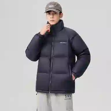 鸭鸭 户外运动韩系加厚保暖短款冬季外套纯色韩版休闲基础百搭立领面包羽绒服 男女同款