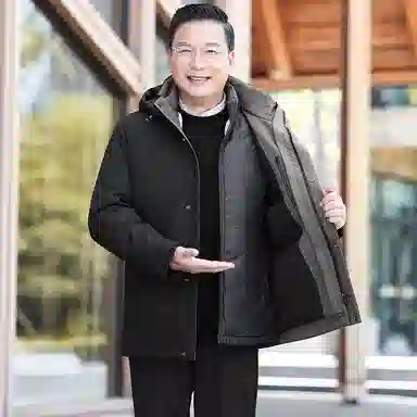 鸭鸭 商务休闲爸爸装可脱卸加绒内里鹅绒冬季保暖防风连帽羽绒服 男款