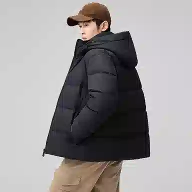 鸭鸭 极寒系列 石墨烯蓄热加厚保暖连帽冬季外套纯色韩版休闲基础百搭短款户外运动面包羽绒服 男女同款