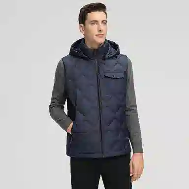 鸭鸭  韩版休闲可拆卸连帽短款秋冬季外套户外防寒保暖基础百搭外穿  羽绒马甲  男款