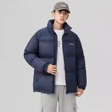 鸭鸭 户外运动韩系加厚保暖短款冬季外套纯色韩版休闲基础百搭立领面包羽绒服 男女同款