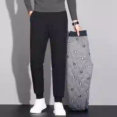 鸭鸭 户外保暖休闲裤男士束脚时尚纯色抽绳百搭加厚羽绒裤 男女同款