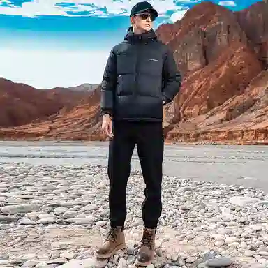 鸭鸭 极寒户外系列 中青年纯色韩版休闲基础百搭短款连帽加厚保暖运动面包羽绒服 男款