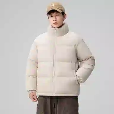 鸭鸭 户外运动韩系加厚保暖短款冬季外套纯色韩版休闲基础百搭立领面包羽绒服 男女同款