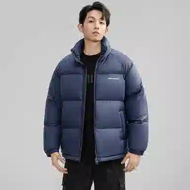 鸭鸭 户外极寒系列 纯色韩版休闲基础百搭短款立领运动面包羽绒服 男女同款