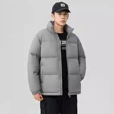 鸭鸭 户外运动韩系加厚保暖短款冬季外套纯色韩版休闲基础百搭立领面包羽绒服 男女同款