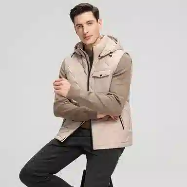 鸭鸭  韩版休闲可拆卸连帽短款秋冬季外套户外防寒保暖基础百搭外穿  羽绒马甲  男款