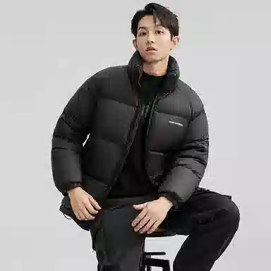 鸭鸭 户外极寒系列 纯色韩版休闲基础百搭短款立领运动面包羽绒服 男女同款