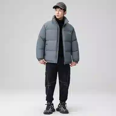 鸭鸭 户外运动韩系加厚保暖短款冬季外套纯色韩版休闲基础百搭立领面包羽绒服 男女同款