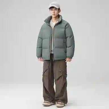 鸭鸭 户外运动韩系加厚保暖短款冬季外套纯色韩版休闲基础百搭立领面包羽绒服 男女同款