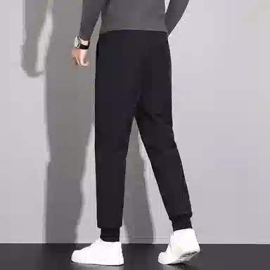 鸭鸭 户外保暖休闲裤男士束脚时尚纯色抽绳百搭加厚羽绒裤 男女同款