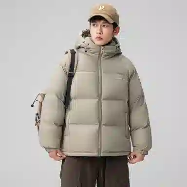 鸭鸭 极寒系列 石墨烯蓄热加厚保暖连帽冬季外套纯色韩版休闲基础百搭短款户外运动面包羽绒服 男女同款