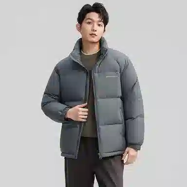 鸭鸭 户外极寒系列 纯色韩版休闲基础百搭短款立领运动面包羽绒服 男女同款