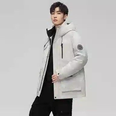 鸭鸭 紫钻系列 中青年时尚韩版潮流连帽厚款冬季外套户外防风防寒保暖中短款多口袋工装风羽绒服 男女同款