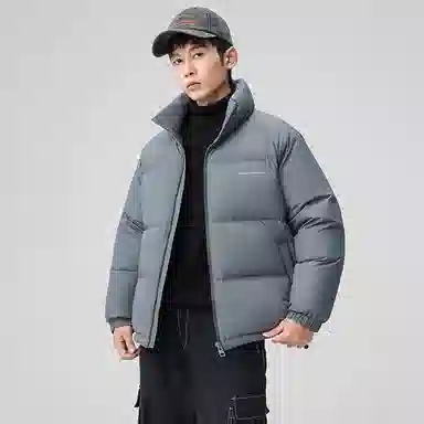 鸭鸭 户外运动韩系加厚保暖短款冬季外套纯色韩版休闲基础百搭立领面包羽绒服 男女同款