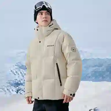 鸭鸭 时尚韩版冬季连帽保暖舒适高质量百搭潮流纯色简约羽绒服 男女同款