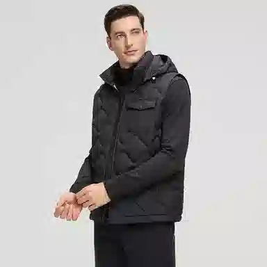 鸭鸭  韩版休闲可拆卸连帽短款秋冬季外套户外防寒保暖基础百搭外穿  羽绒马甲  男款