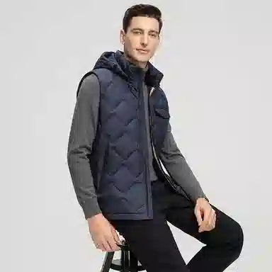 鸭鸭  韩版休闲可拆卸连帽短款秋冬季外套户外防寒保暖基础百搭外穿  羽绒马甲  男款