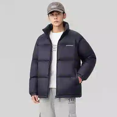 鸭鸭 户外运动韩系加厚保暖短款冬季外套纯色韩版休闲基础百搭立领面包羽绒服 男女同款