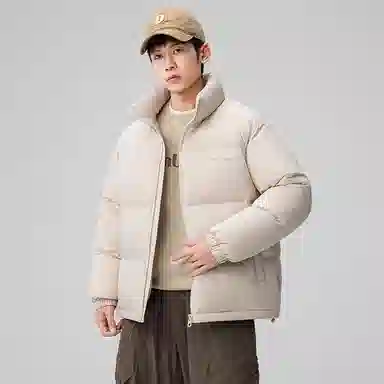鸭鸭 户外运动韩系加厚保暖短款冬季外套纯色韩版休闲基础百搭立领面包羽绒服 男女同款