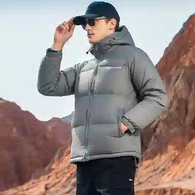 鸭鸭 极寒户外系列 中青年纯色韩版休闲基础百搭短款连帽加厚保暖运动面包羽绒服 男款