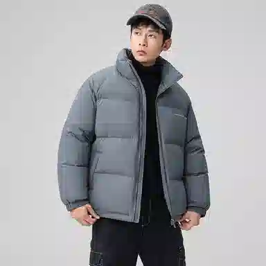 鸭鸭 户外运动韩系加厚保暖短款冬季外套纯色韩版休闲基础百搭立领面包羽绒服 男女同款