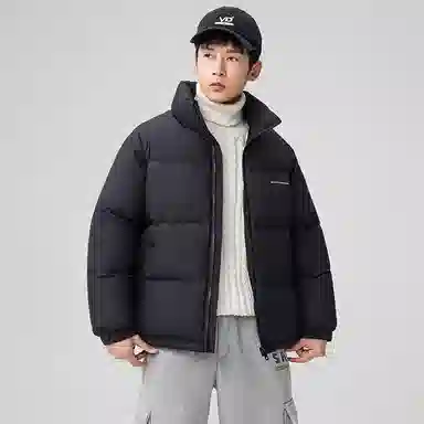 鸭鸭 户外运动韩系加厚保暖短款冬季外套纯色韩版休闲基础百搭立领面包羽绒服 男女同款