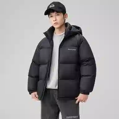 鸭鸭 极寒系列 石墨烯蓄热加厚保暖连帽冬季外套纯色韩版休闲基础百搭短款户外运动面包羽绒服 男女同款