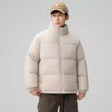 鸭鸭 户外运动韩系加厚保暖短款冬季外套纯色韩版休闲基础百搭立领面包羽绒服 男女同款