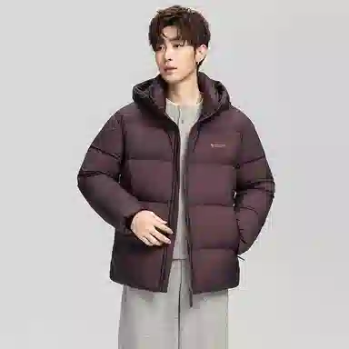 鸭鸭 户外系列 纯色百搭韩版潮流基础简约石墨烯保暖防寒连帽立领羽绒服 男款