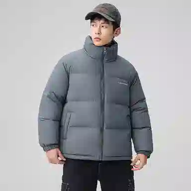 鸭鸭 户外运动韩系加厚保暖短款冬季外套纯色韩版休闲基础百搭立领面包羽绒服 男女同款