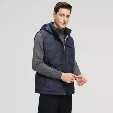 鸭鸭  韩版休闲可拆卸连帽短款秋冬季外套户外防寒保暖基础百搭外穿  羽绒马甲  男款