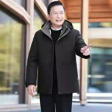 鸭鸭 商务休闲爸爸装可脱卸加绒内里鹅绒冬季保暖防风连帽羽绒服 男款
