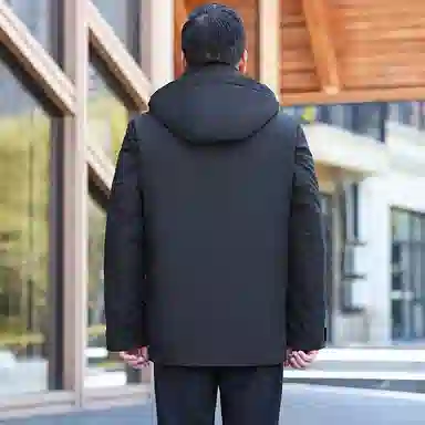 鸭鸭 商务休闲爸爸装可脱卸加绒内里鹅绒冬季保暖防风连帽羽绒服 男款