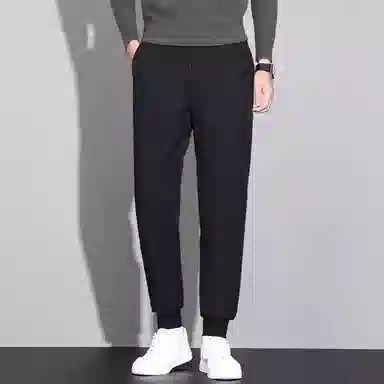 鸭鸭 户外保暖休闲裤男士束脚时尚纯色抽绳百搭加厚羽绒裤 男女同款