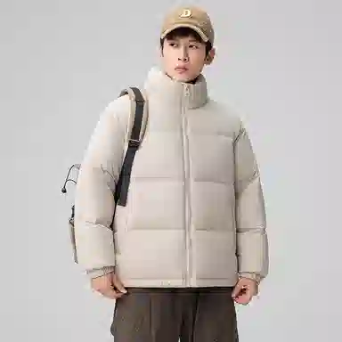 鸭鸭 户外运动韩系加厚保暖短款冬季外套纯色韩版休闲基础百搭立领面包羽绒服 男女同款