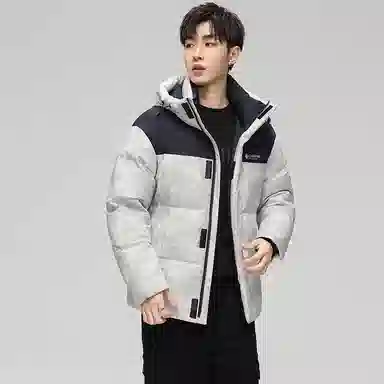 鸭鸭 青年时尚韩版潮流短款连帽户外运动休闲百搭防寒保暖迷彩面包羽绒服 男女同款